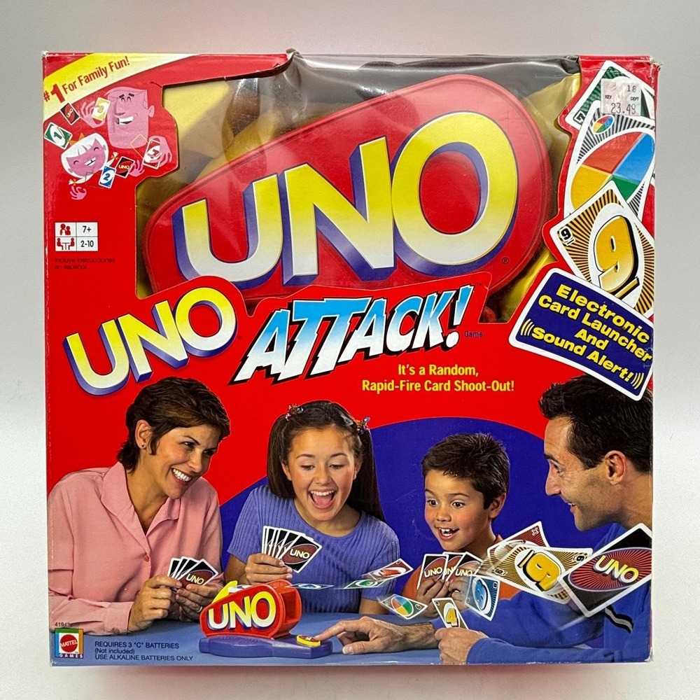UNO Attack Electronic Card Launcher Game Mattel 41943 Vintage COMPLETE Tested